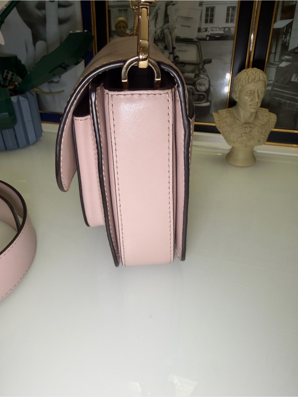 Michael Kors Pale Pink Leather Crossbody with Gold Hardware and 2 straps. - Picture 12 of 15